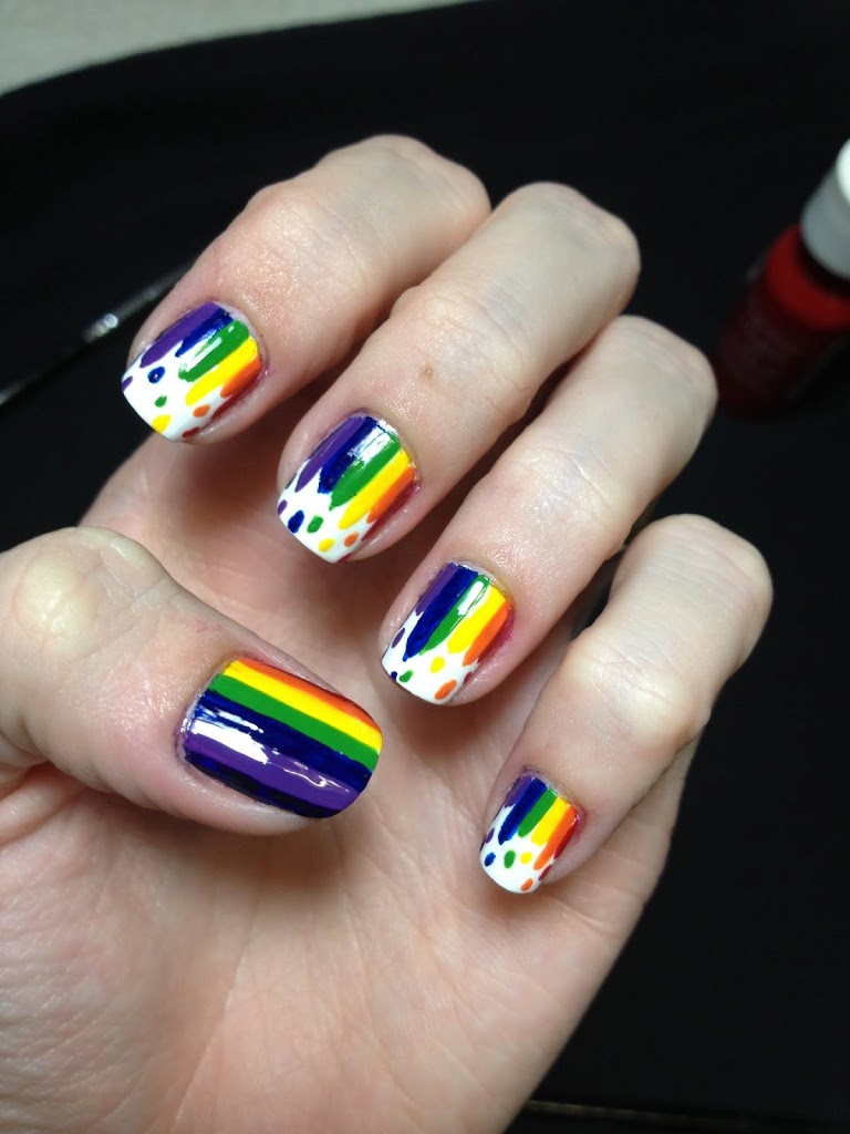 Dripping rainbow nails