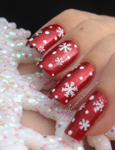 Snowflake stamping over L.A. Colors Aztec Orange