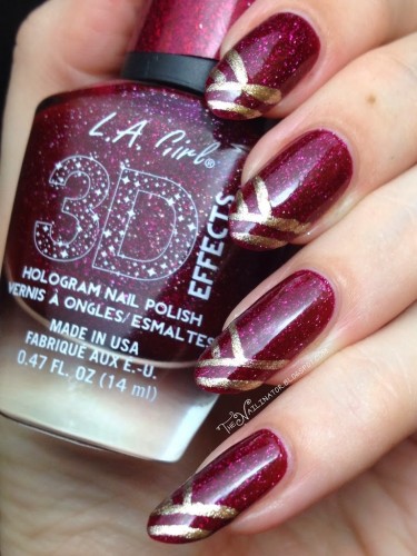L.A. Girl Sparkle Ruby with edgy tips