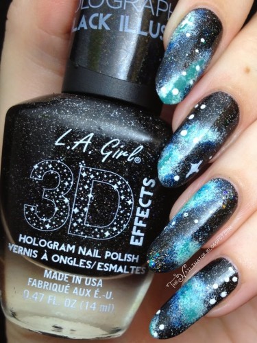 Nebula nails over L.A. Girl 3D Effects Black Illusion