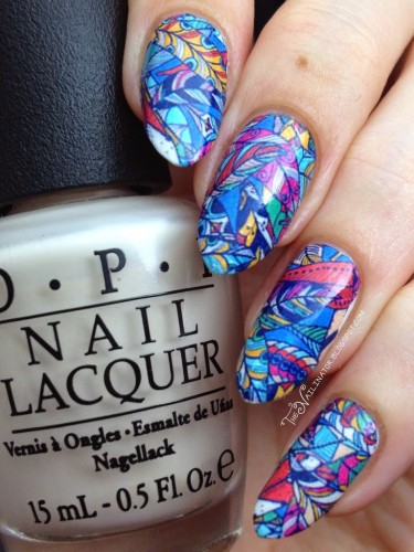 Hippie Feathers nail decals manicure 2