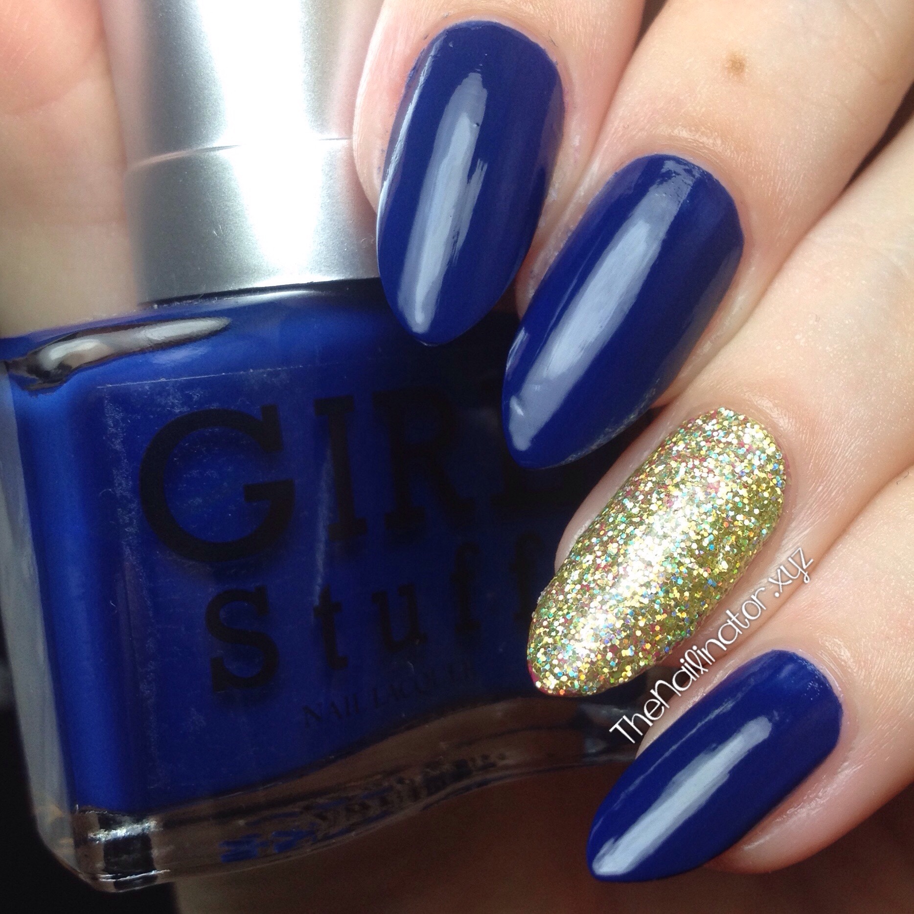 Girlstuff Blues with 24K sponged accent nail