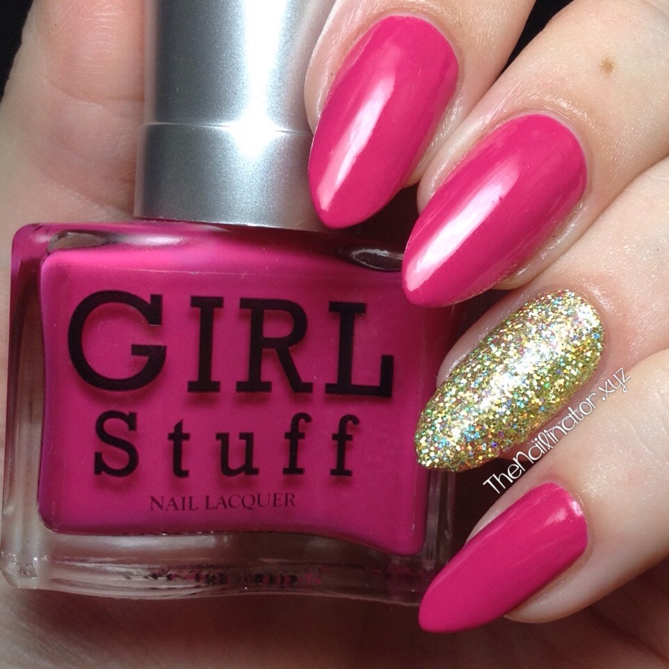 GirlStuff Pretty In Pink with 24K sponged accent nail